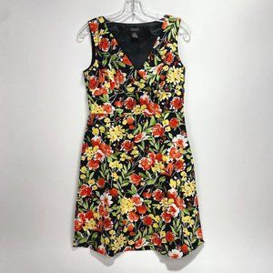 Spense Dress Womens Floral Pattern Lined Bodice V-Neck Sleeveless Size 6P Petite